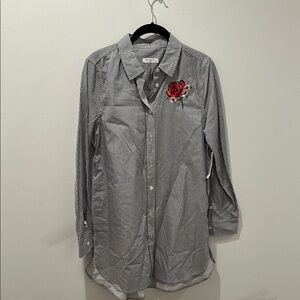 Striped Tunic with Rose Embroidery